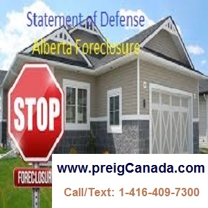 Statement of defense Alberta Foreclosure